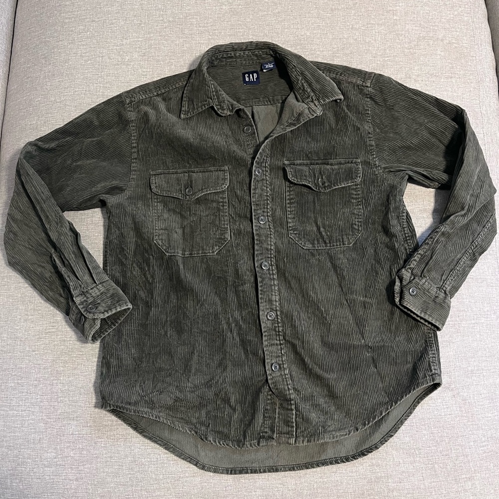Gap Corduroy Button Down Forest Green